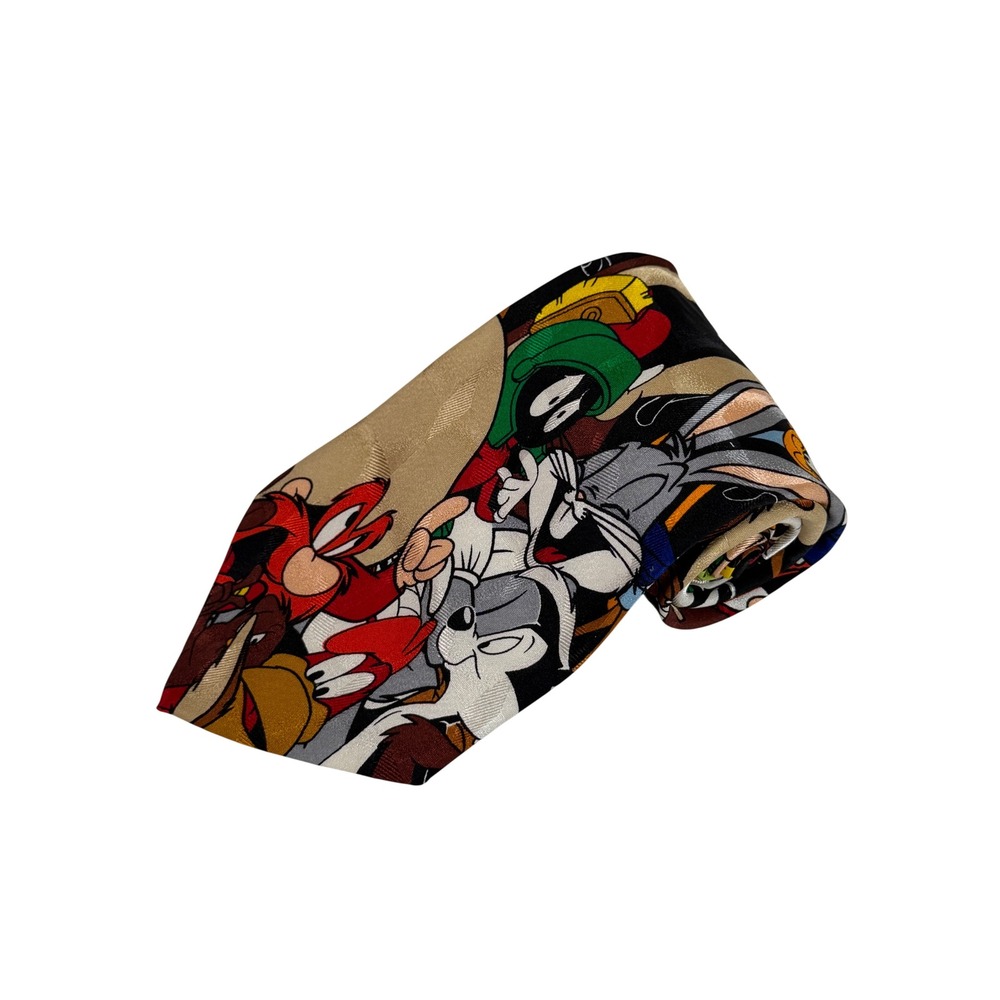LOONEY TUNES MANIA Mens 100% Silk Necktie KOREA Vintage Character Print Multi
